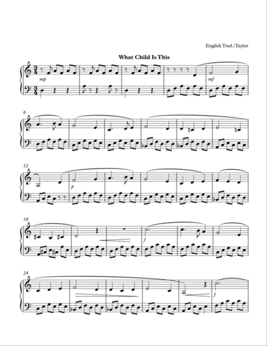 What Child Is This What Child Is This Easy Piano scores gallery preview page 1