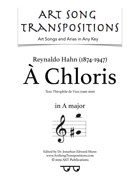 HAHN: À Chloris (transposed to A major)