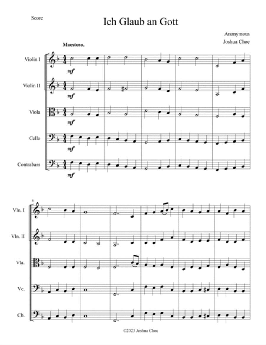 Ich Glaub an Gott Ich Glaub an Gott String Quintet scores gallery preview page 3