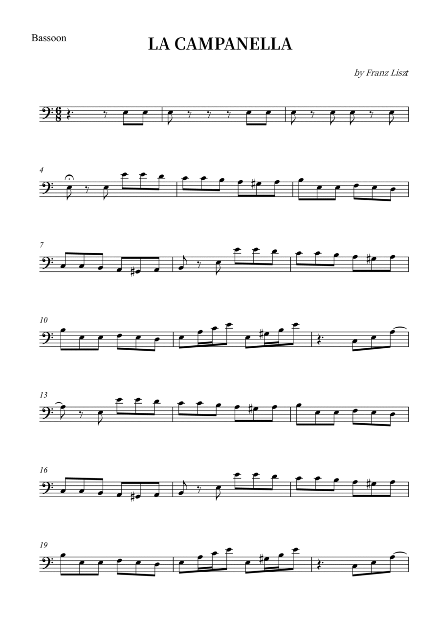 LA CAMPANELLA Bassoon Solo scores gallery preview page 1