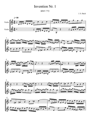 Johann Sebastian Bach - Invention No.1 (Violin Duet)