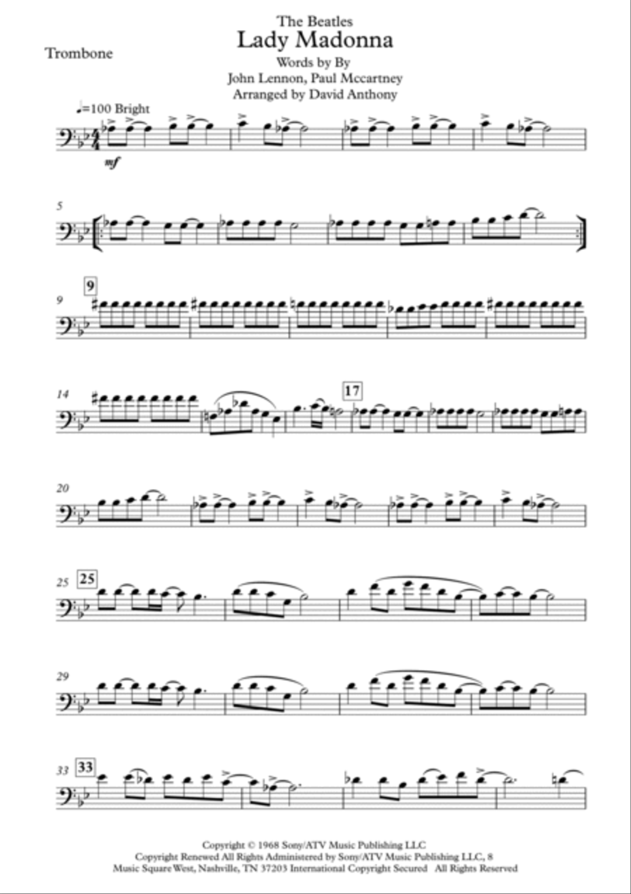 Lady Madonna Brass Ensemble scores gallery preview page 4