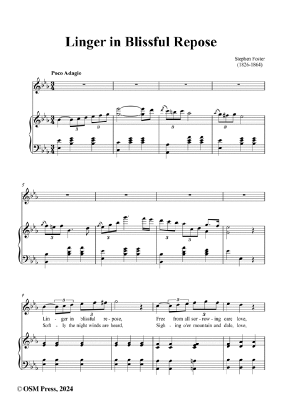 S. Foster-Linger in Blissful Repose,in E flat Major Voice scores gallery preview page 2