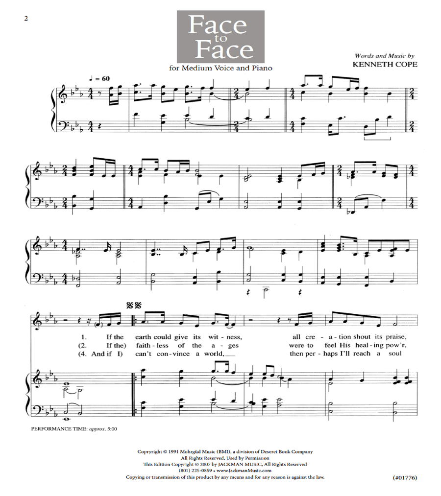 Face to Face - Vocal Solo Voice Solo scores gallery preview page 2