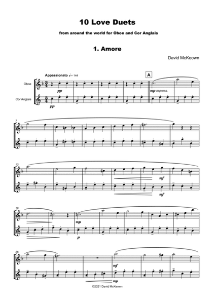 10 Love Duets for Oboe and Cor Anglais (or English Horn)