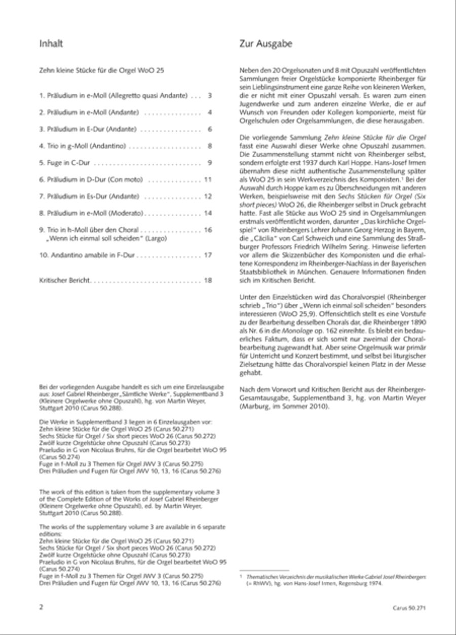 Ten small pieces for the organ