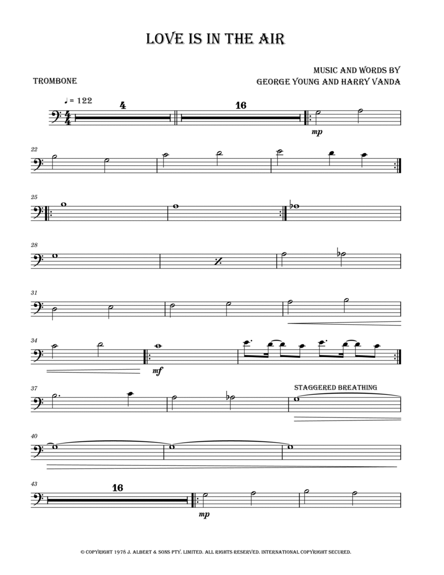 Love Is In The Air Trombone Solo scores gallery preview page 1