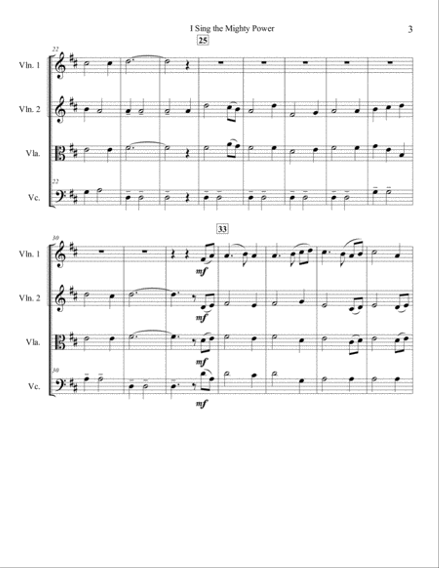 I Sing the Mighty Power of God (String Quartet) String Quartet scores gallery preview page 6