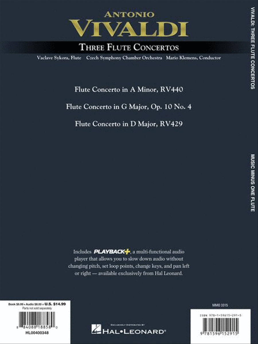 Vivaldi Flute Concerti in D Major (RV429); G Major (RV435); A Minor (RV440) image number null