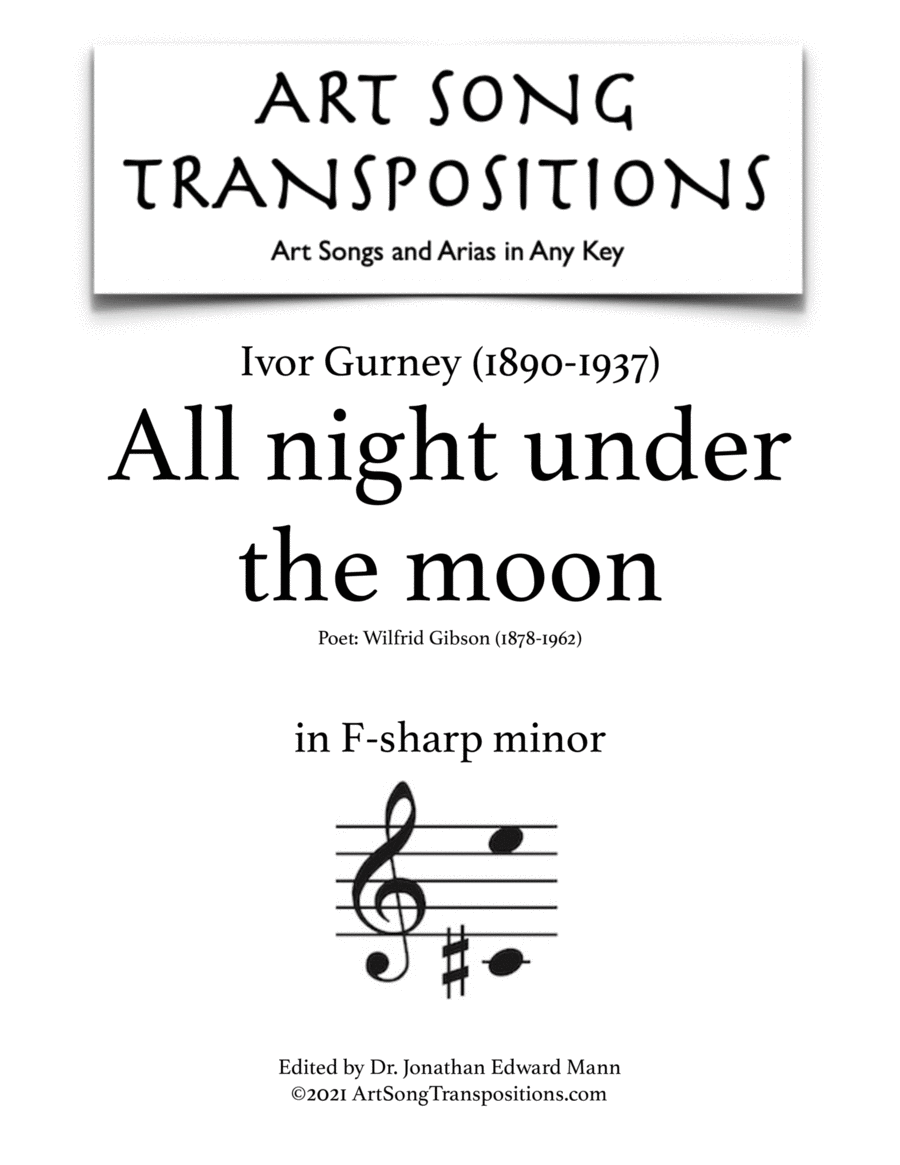 GURNEY: All night under the moon (transposed to F-sharp minor) Voice scores gallery preview page 1
