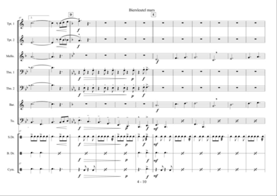 Biersleutel mars (Beer key march) Large Ensemble scores gallery preview page 5
