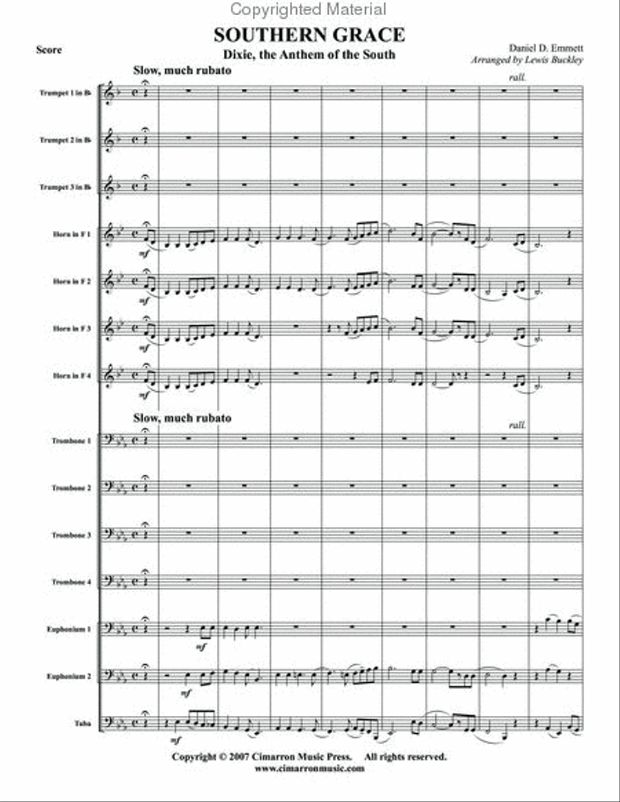 Southern Grace (Dixie) Southern Grace (Dixie) Brass Ensemble scores gallery preview page 2