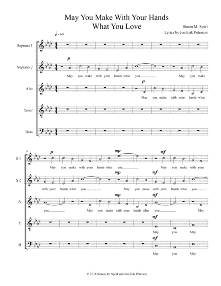 May You Make With Your Hands What You Love 4-Part scores gallery preview page 1
