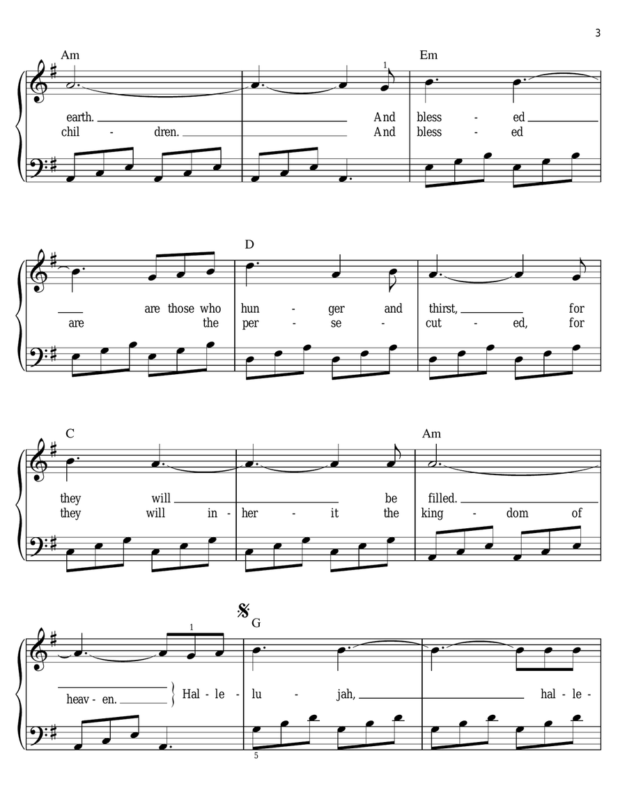 Hallelujah Hallelujah Easy Piano scores gallery preview page 3