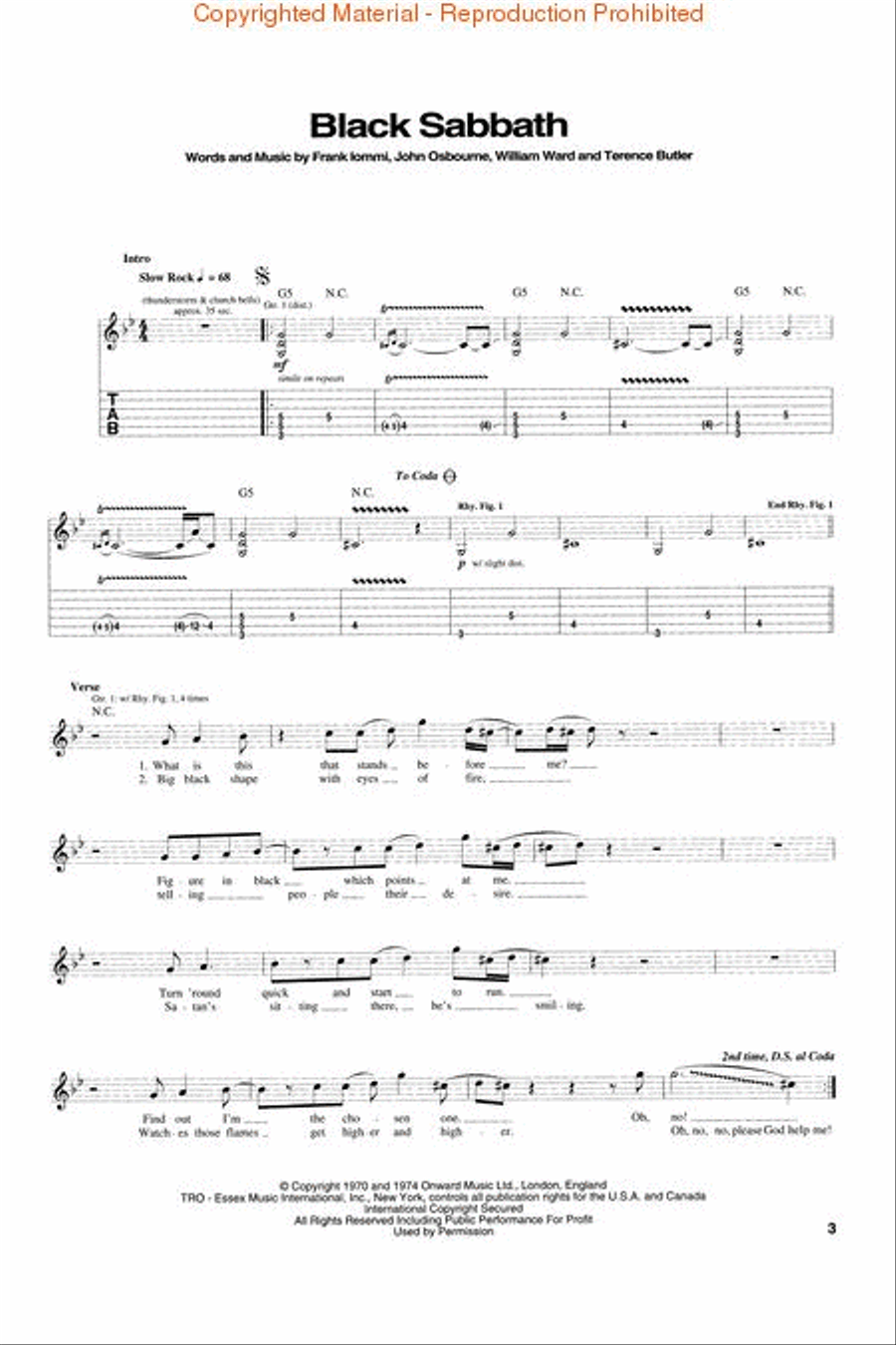 Black Sabbath Black Sabbath Electric Guitar scores gallery preview page 2