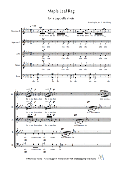 Maple Leaf Rag - for a cappella choir image number null