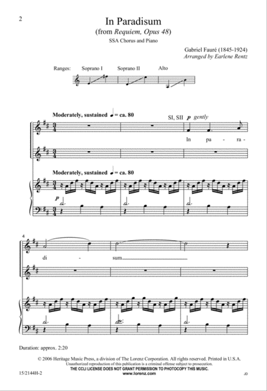 In Paradisum (from Requiem, Opus 48) SSA scores gallery preview page 2