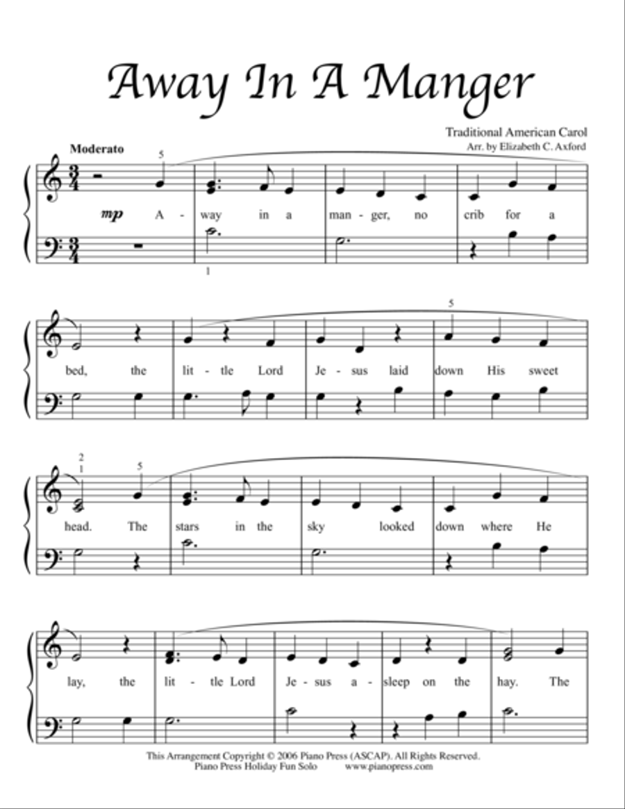 Away in a Manger Away in a Manger Easy Piano scores gallery preview page 2