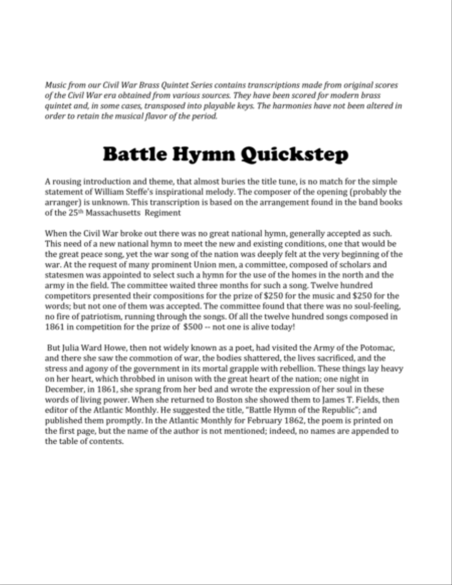 Battle Hymn of the Republic Quickstep (Civil War Brass Quintet Series) Brass Quintet scores gallery preview page 2