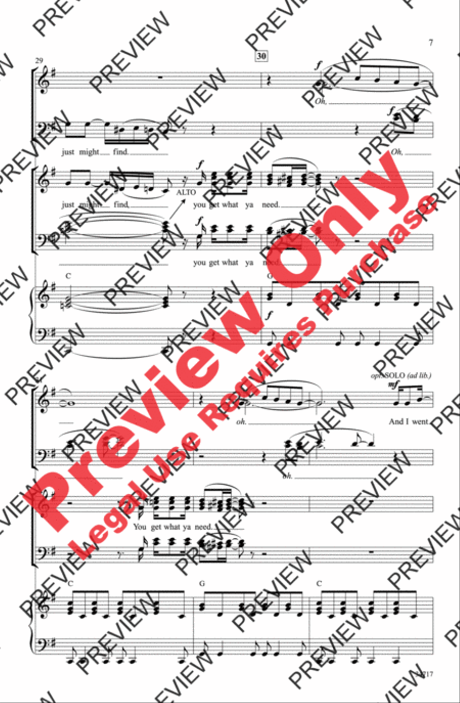 You Can't Always Get What You Want 4-Part scores gallery preview page 7
