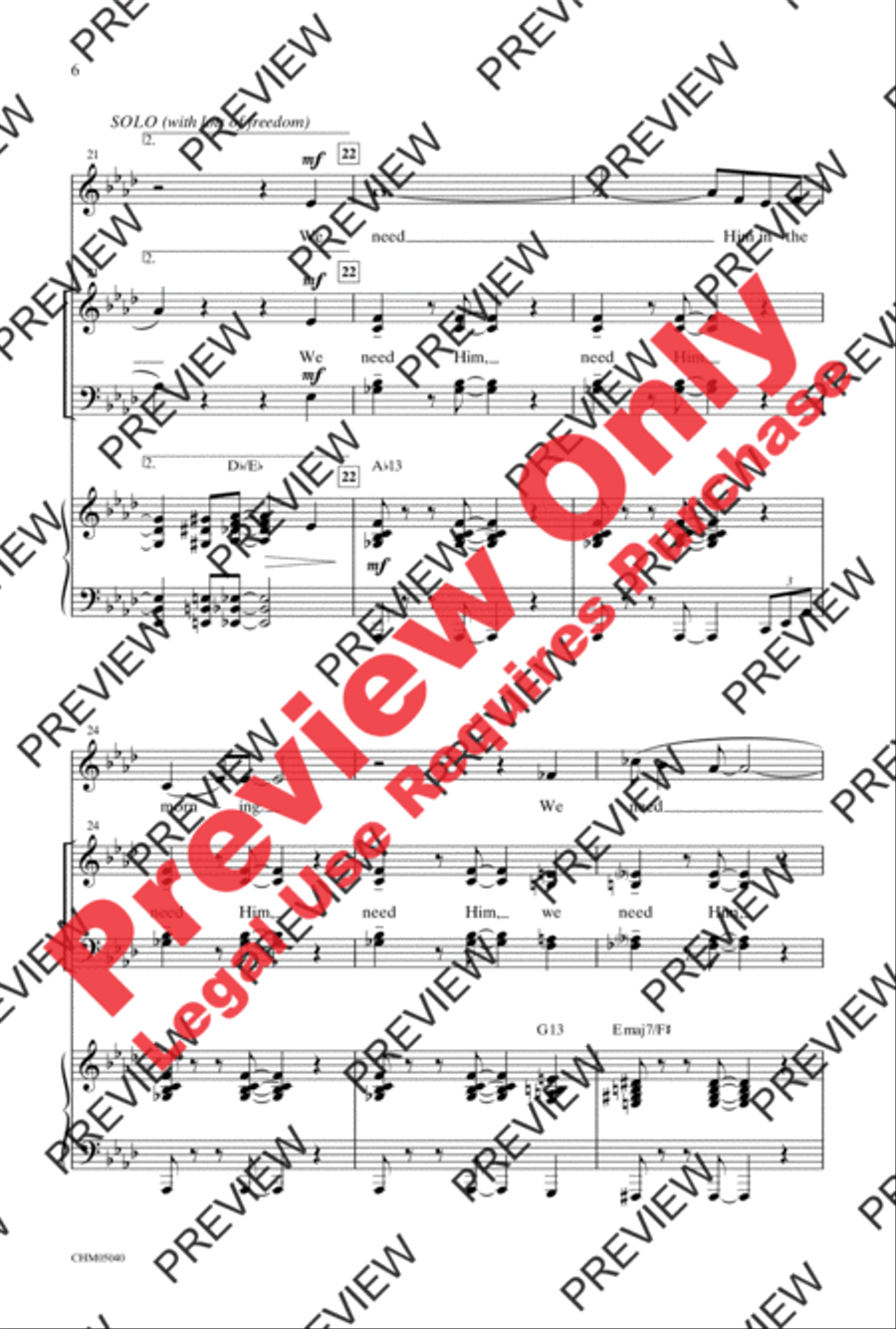 If We Ever Needed the Lord Before (We Sure Do Need Him Now) 4-Part scores gallery preview page 5
