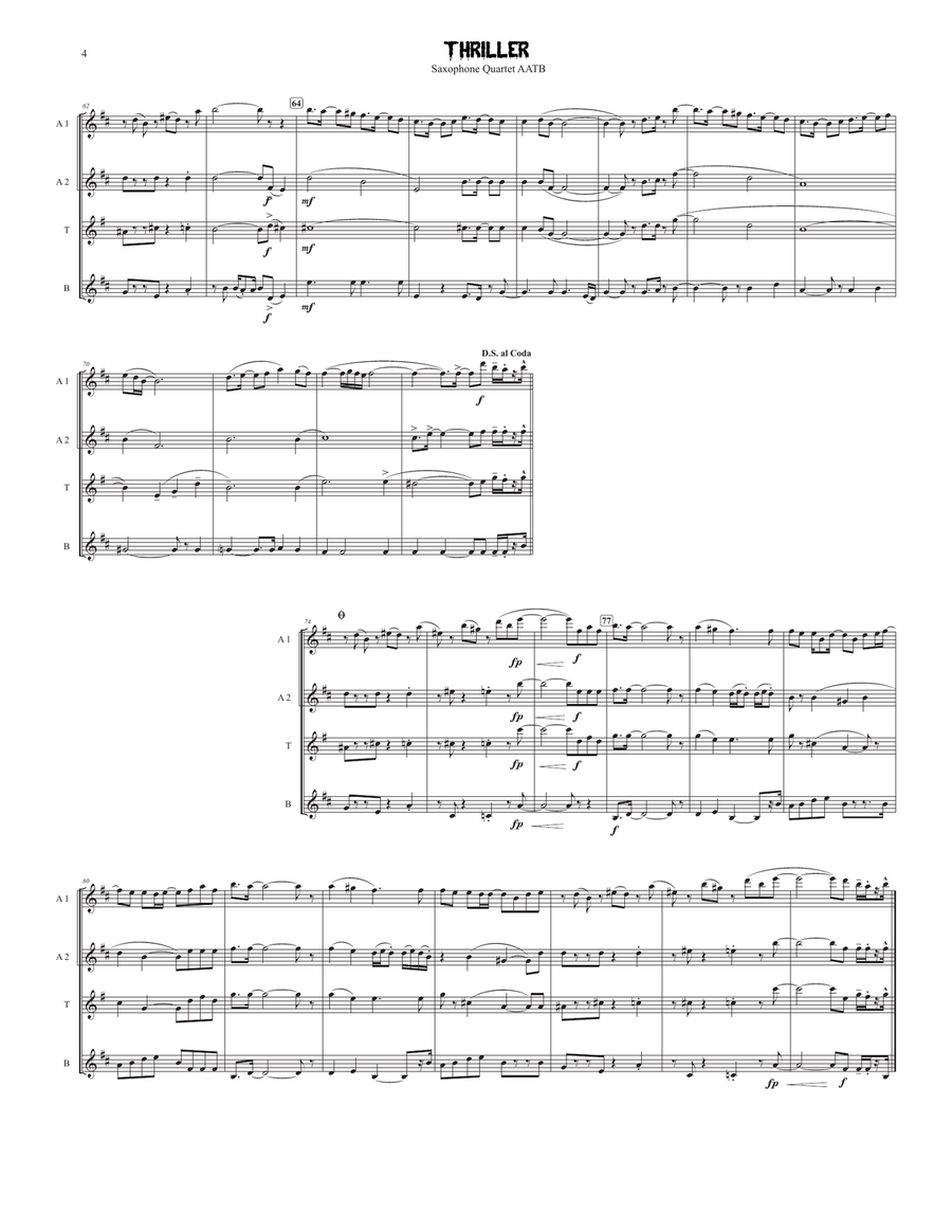 The Best Of Michael Jackson Saxophone Quartet scores gallery preview page 4
