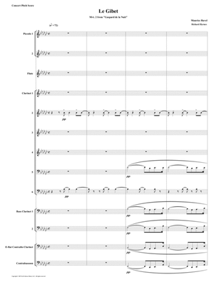 Le Gibet (Gaspard de la Nuit) for Clarinet Nonet + Flute, 2 Piccolos, Contrabassoon