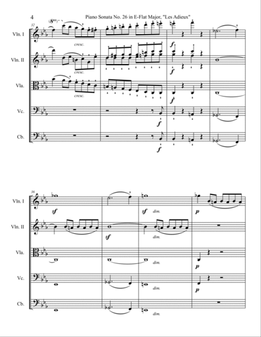 Les Adieux Sonata String Orchestra scores gallery preview page 6