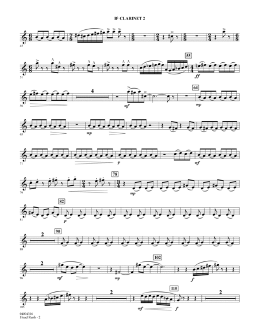 Head Rush - Bb Clarinet 2 B-Flat Clarinet scores gallery preview page 2