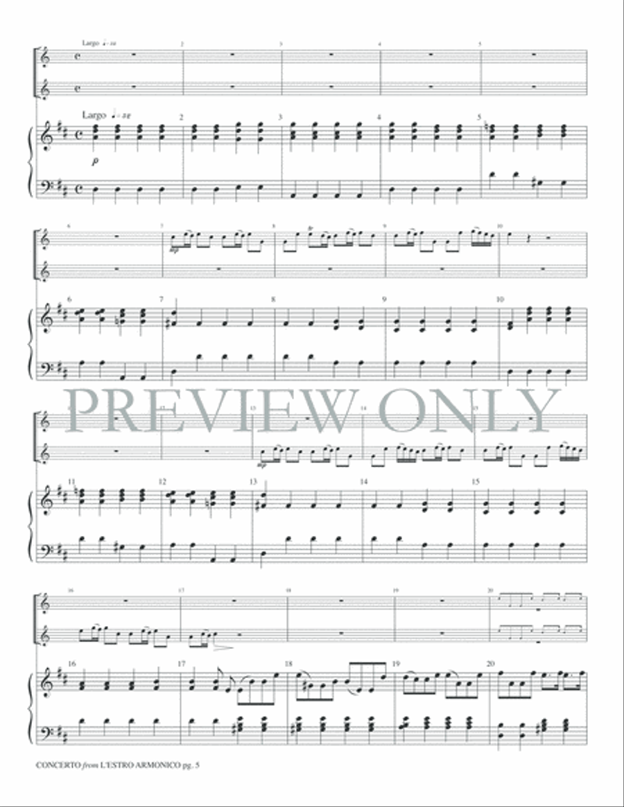Concerto from L'Estro armonico, Op. 3, No. 9 Trumpet Duet scores gallery preview page 7