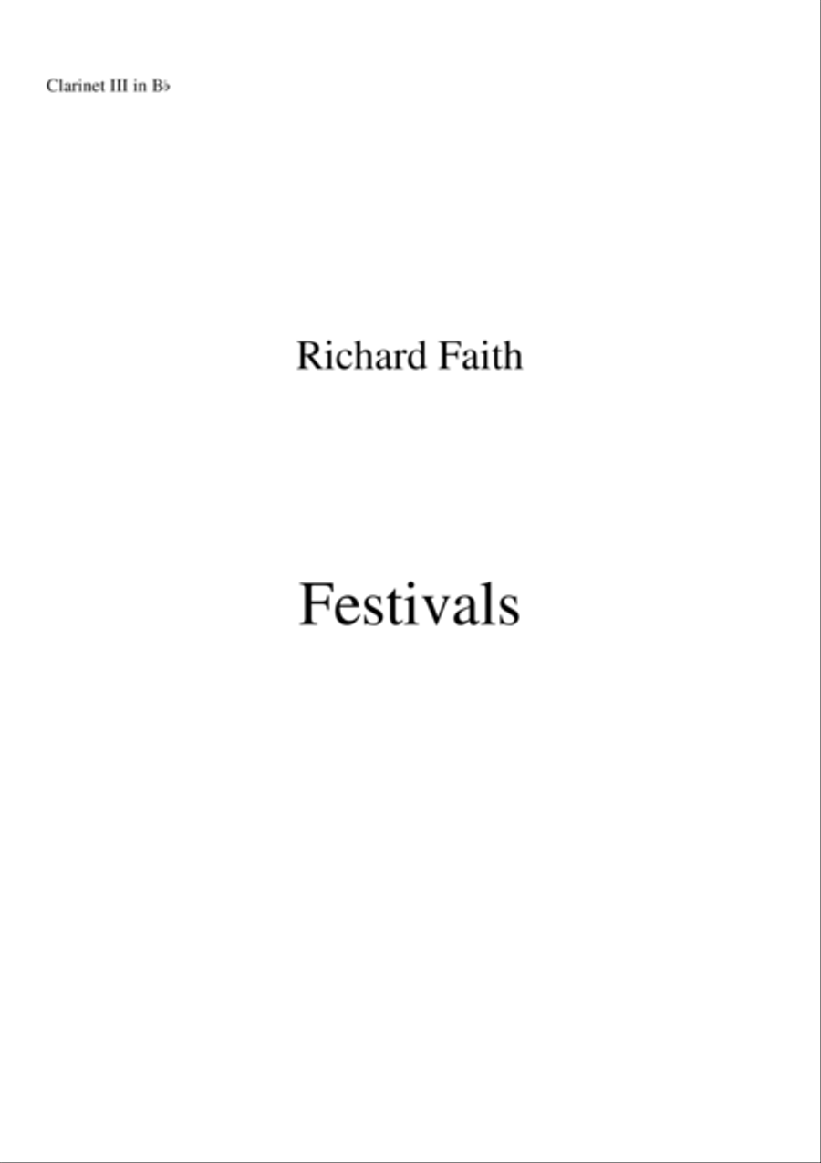 Richard Faith/László Veres: Festivals for concert band: Bb clarinet III part Concert Band scores gallery preview page 1