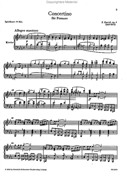 Concertino Es-Dur fur Posaune und Orchester op. 4 / KlA