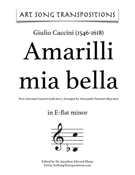 CACCINI: Amarilli, mia bella (transposed to E-flat minor)