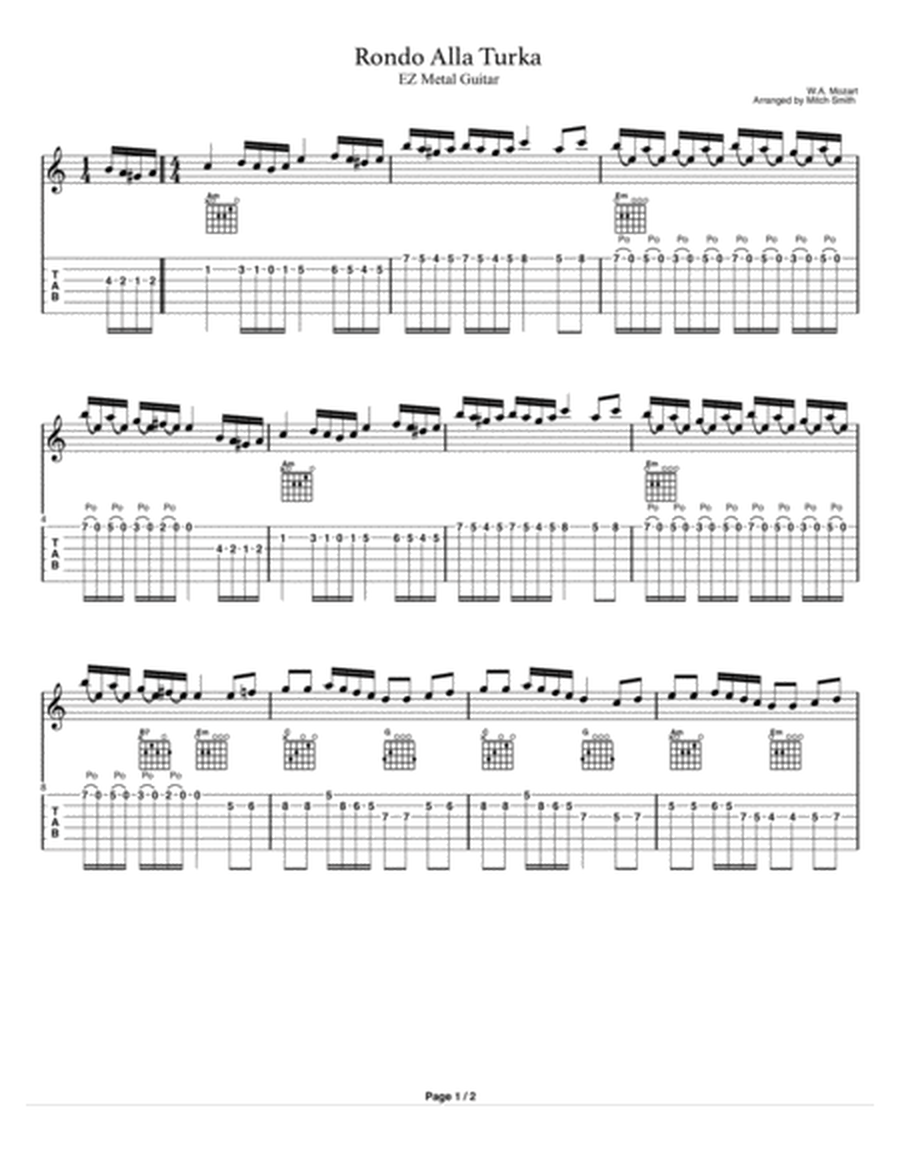 Rondo Alla Turka for EZ Metal Guitar image number null