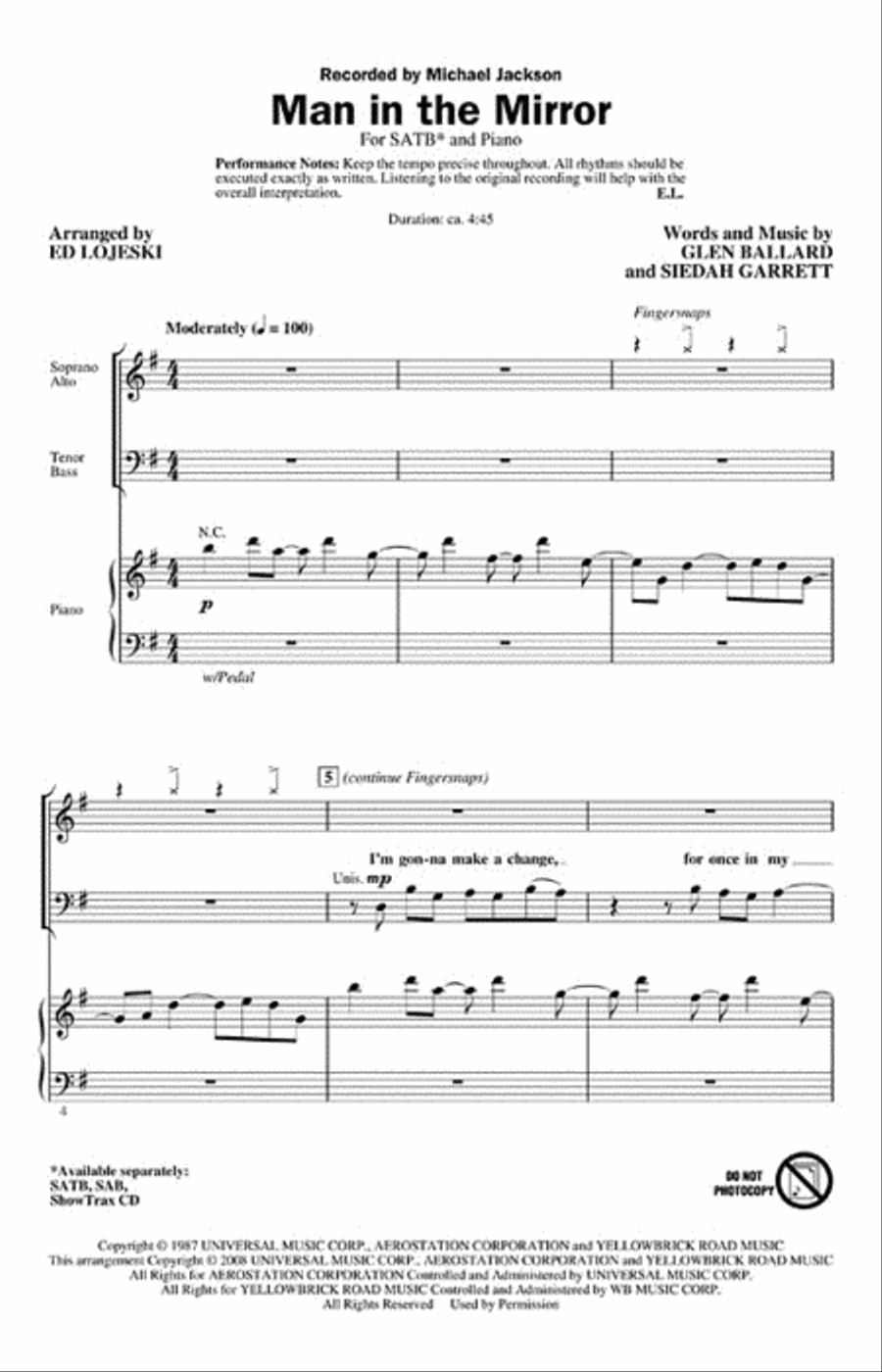 Man in the Mirror 4-Part scores gallery preview page 2