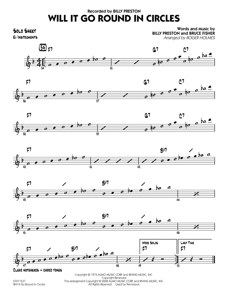 Will It Go Round in Circles? - Eb Solo Sheet