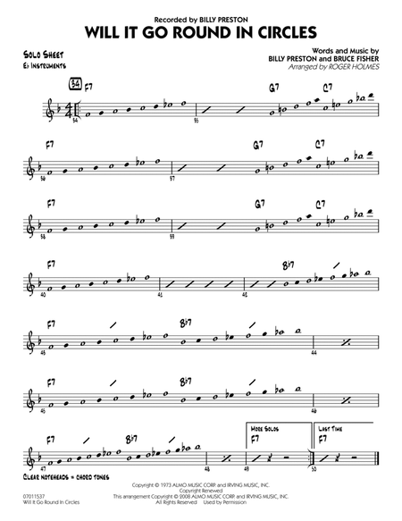 Will It Go Round in Circles? - Eb Solo Sheet