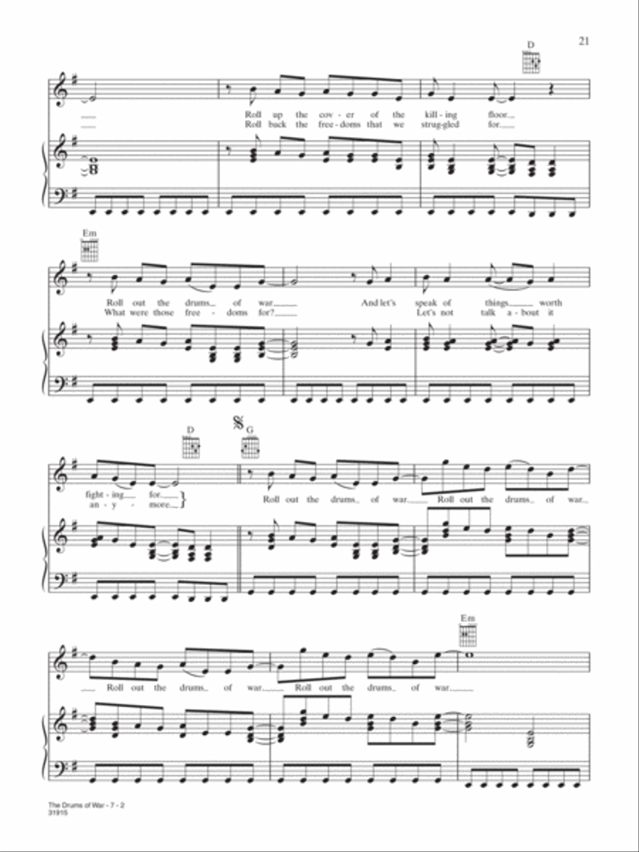 The Drums of War The Drums of War Piano, Vocal, Guitar scores gallery preview page 2