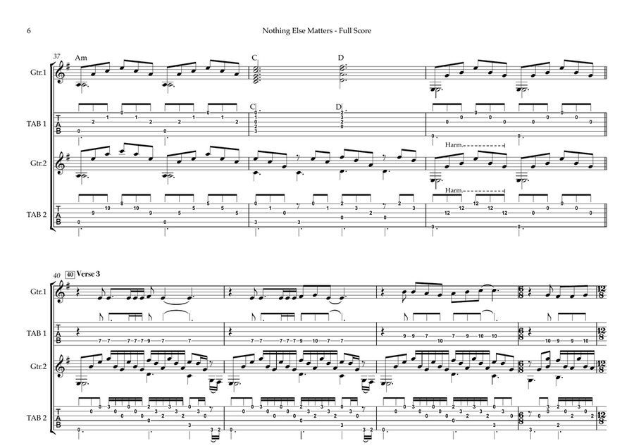 Nothing Else Matters Electric Guitar scores gallery preview page 6