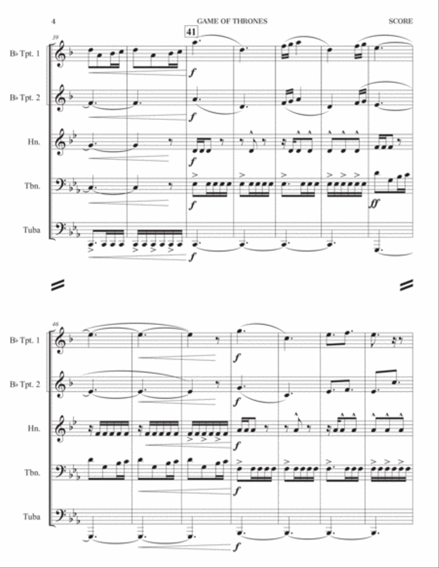 Game Of Thrones Brass Ensemble scores gallery preview page 4