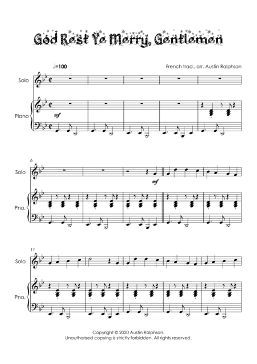 God Rest Ye Merry Gentlemen for oboe solo - with FREE BACKING TRACK and piano play along Piano scores gallery preview page 4
