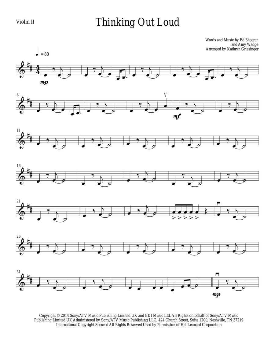 Thinking Out Loud Thinking Out Loud String Quartet scores gallery preview page 3