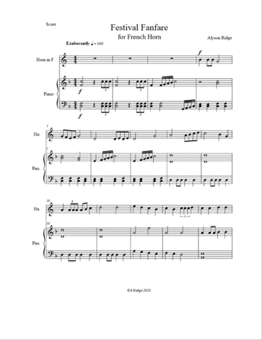 Festival Fanfare Horn scores gallery preview page 2