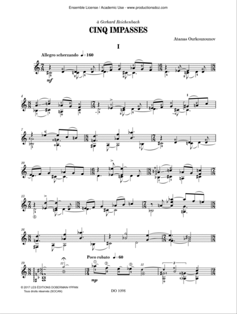 Cinq impasses Cinq impasses Classical Guitar scores gallery preview page 2