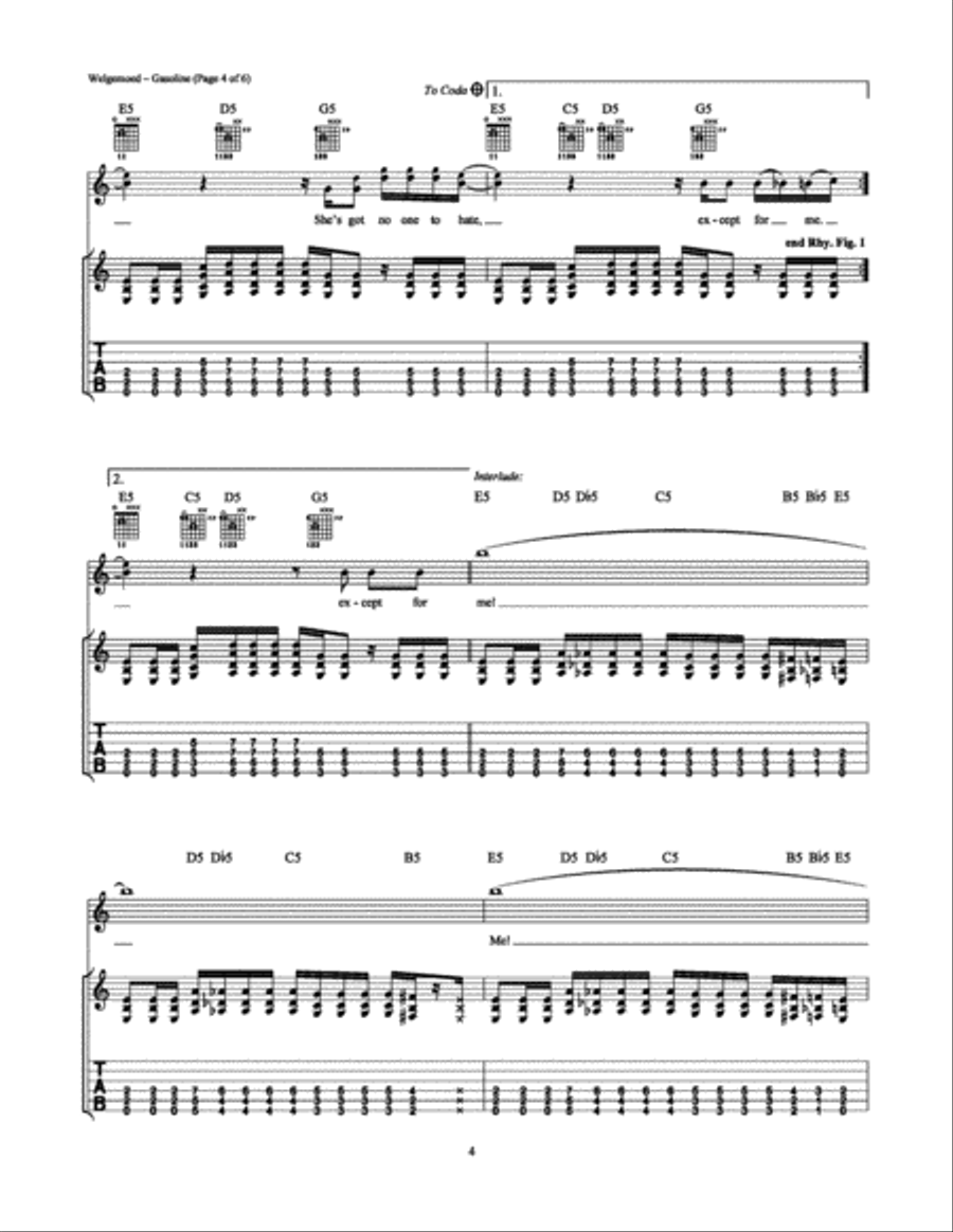 Gasoline Gasoline Electric Guitar scores gallery preview page 4