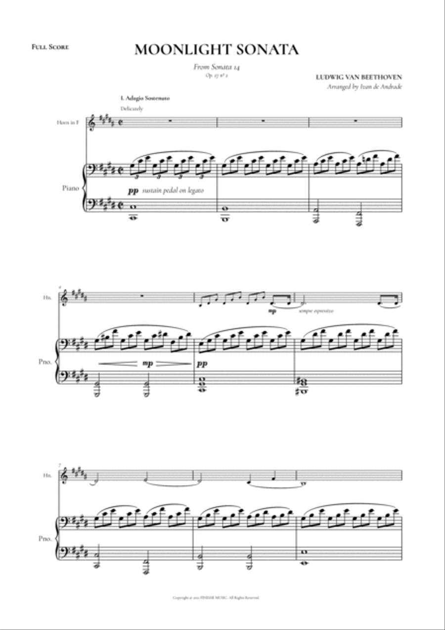 Moonlight Sonata for French Horn + Piano (duet) Moonlight Sonata for French Horn + Piano (duet) Brass Duet scores gallery preview page 3