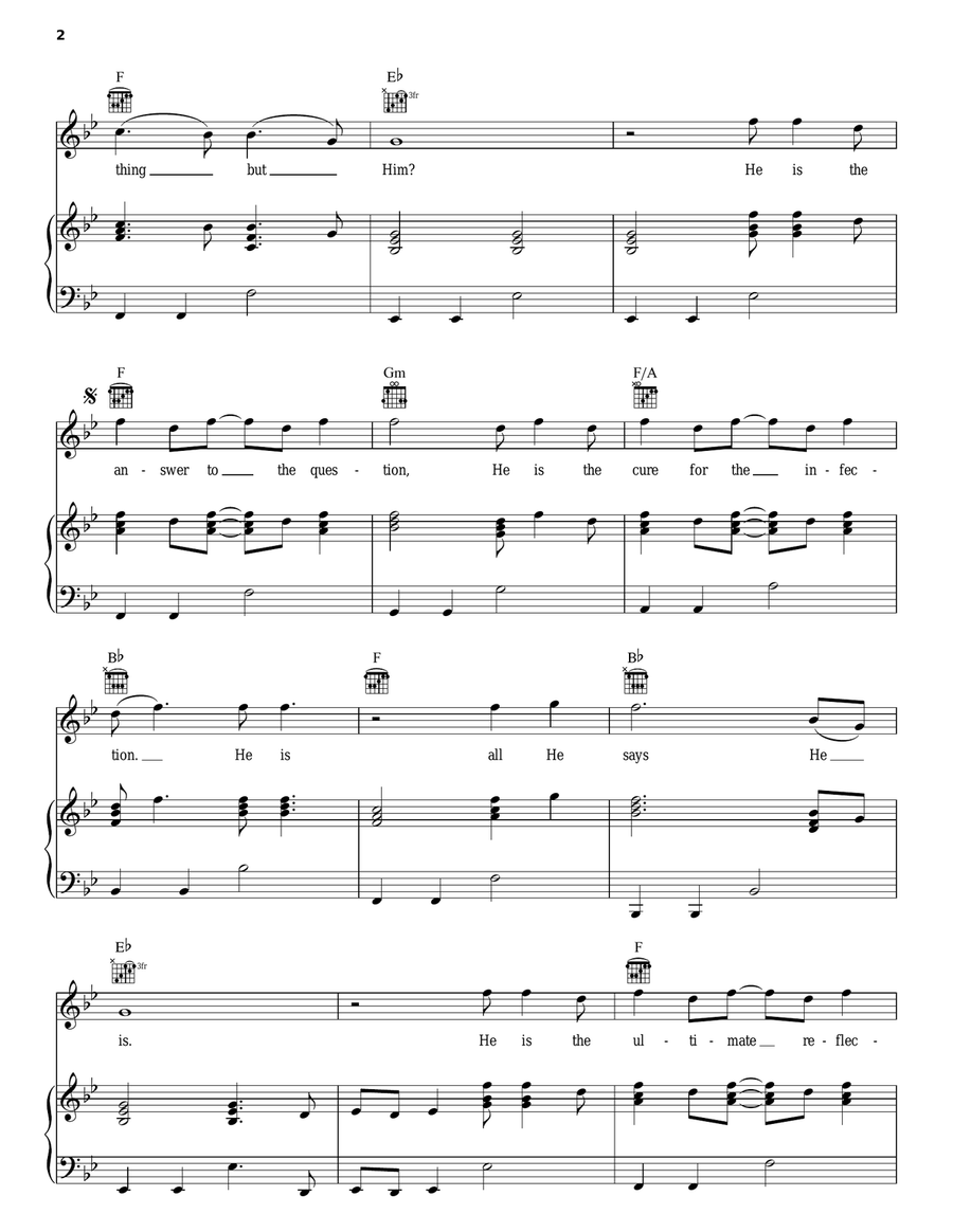 The Answer To The Question Piano, Vocal, Guitar scores gallery preview page 2
