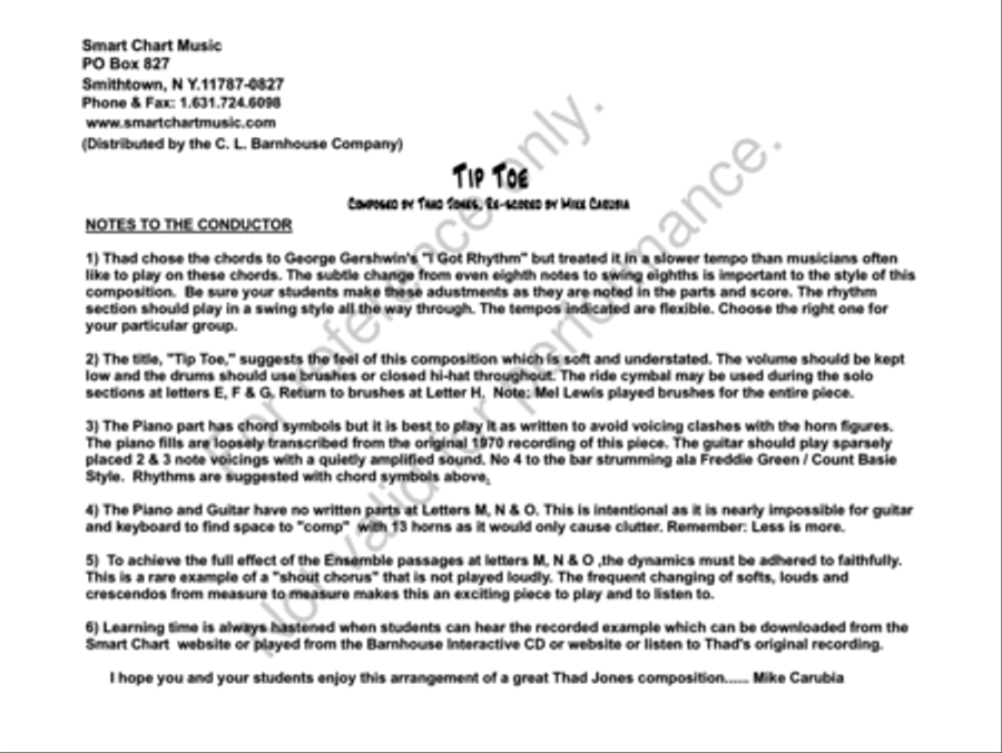 Tip Toe Tip Toe Jazz Ensemble scores gallery preview page 3