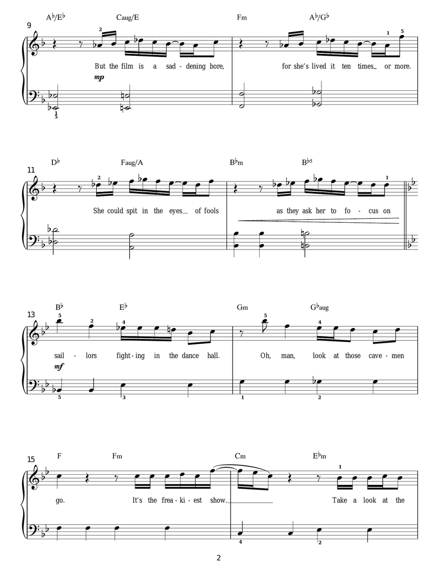 Life On Mars? Easy Piano scores gallery preview page 2