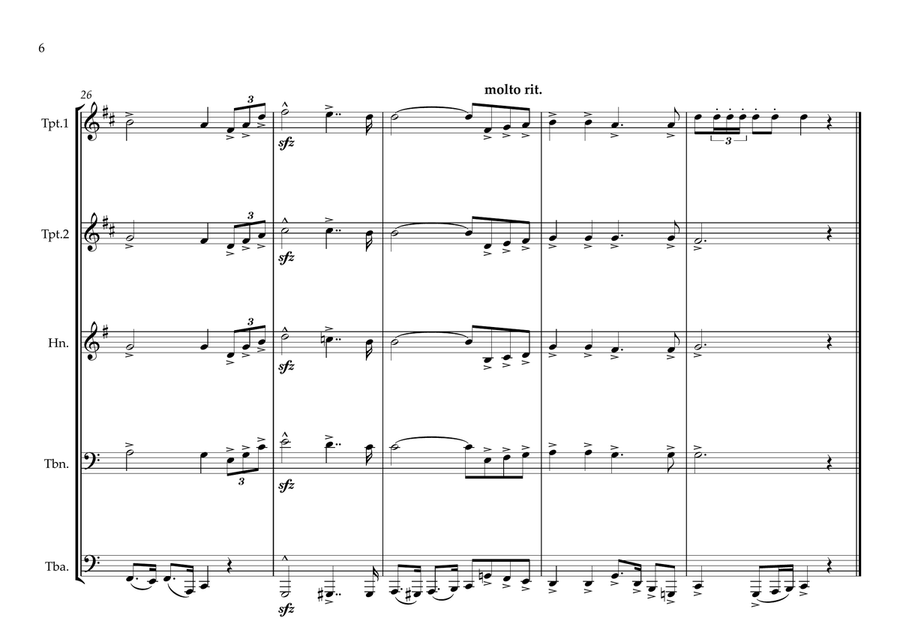 Portuguese National Anthem ''A Portuegesa'' for Brass Quintet (World National Anthem Series) Brass Quintet scores gallery preview page 6